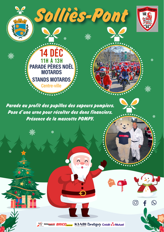 Parade des pères-noël motards et stands motards Divers Centre-ville