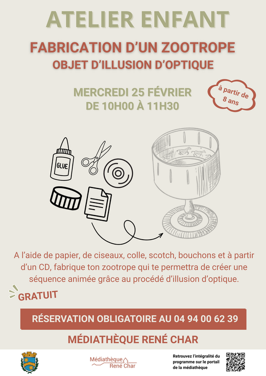 Fabrication d'un zootrope - Objet d'illusion d'optique Divers Médiathèque René Char