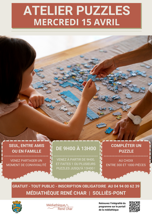 Atelier puzzles Divers Médiathèque R. Char