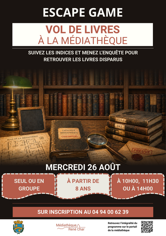 Escape game - Vol de livres à la médiathèque Divers Médiathèque René Char