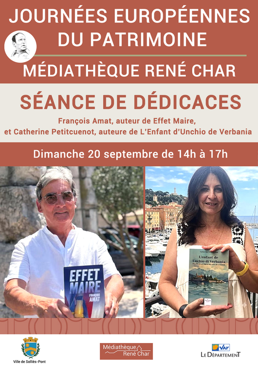 Séance de dédicaces - Journées du patrimoine Culture Médiathèque René Char