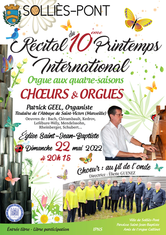 Récital du 10ème printemps international de l'orgue Culture Eglise Saint Jean Baptiste - Solliès-Pont