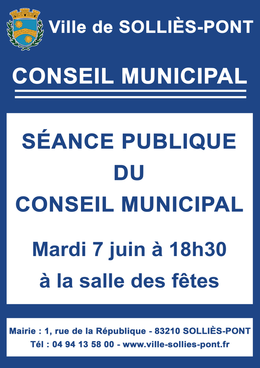 Conseil municipal Conseil municipal Salle des fêtes - Solliès-Pont