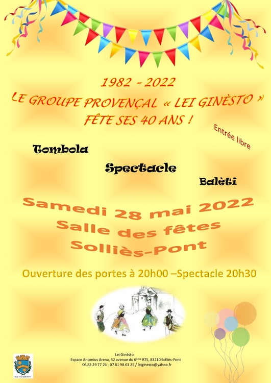 40 ans du groupe provençal Lei Ginesto Divers Salle des fêtes - Solliès-Pont