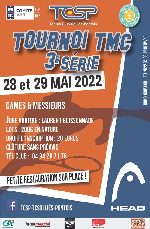 Tournoi TMC 3ème série Sport Tennis club solliès-pontois