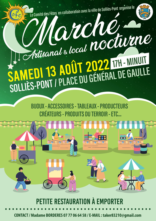 Marché artisanal & local nocturne Marché Place du général de Gaulle - Solliès-Pont