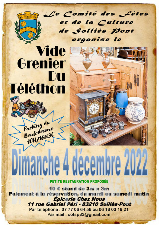 Vide-grenier du téléthon Marché Parking du boulodrome