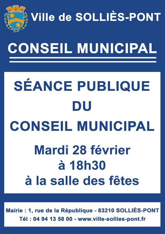 Conseil municipal Conseil municipal Salle des fêtes