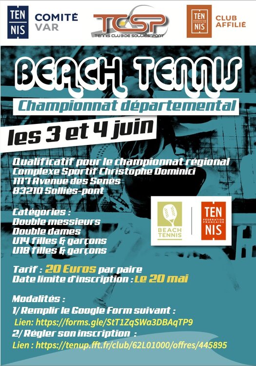 Beach tennis championnat départemental Sport Complexe sportif Christophe DOMINICI