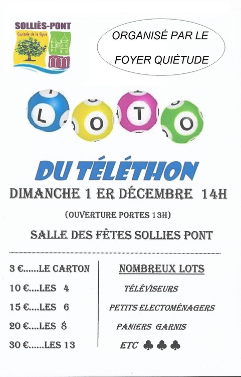 Loto du téléthon Divers Salle des fêtes