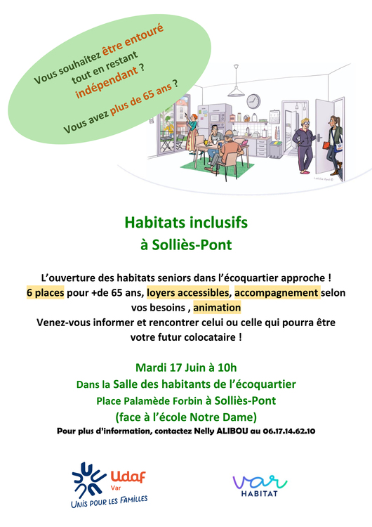 Habitats inclusifs à Solliès-Pont Divers Salle des habitants de l'écoquartier - place Palamède Forbin (face à l'école Notre Dame)